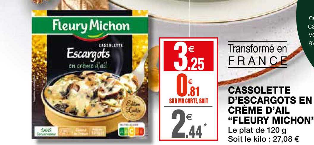 cassolette d'escargots en crème d'ail fleury michon