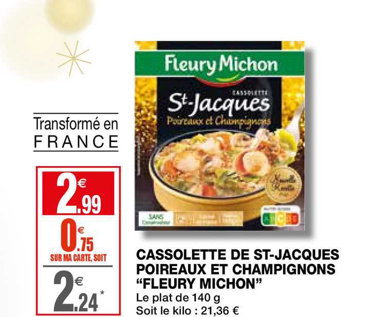 cassolette de st jacques poireaux et champignons fleury michon