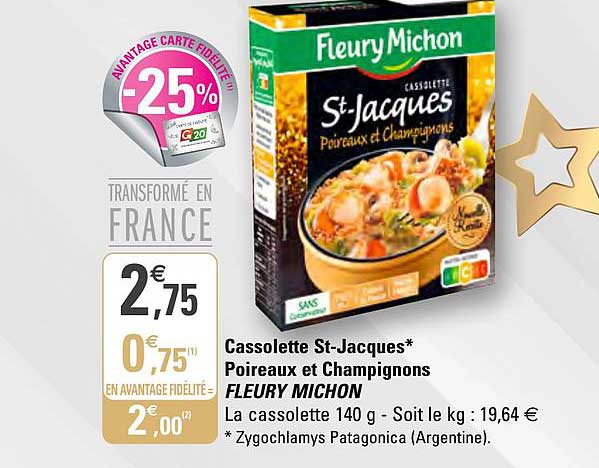 cassolette st jacques poireaux et champignons fleury michon