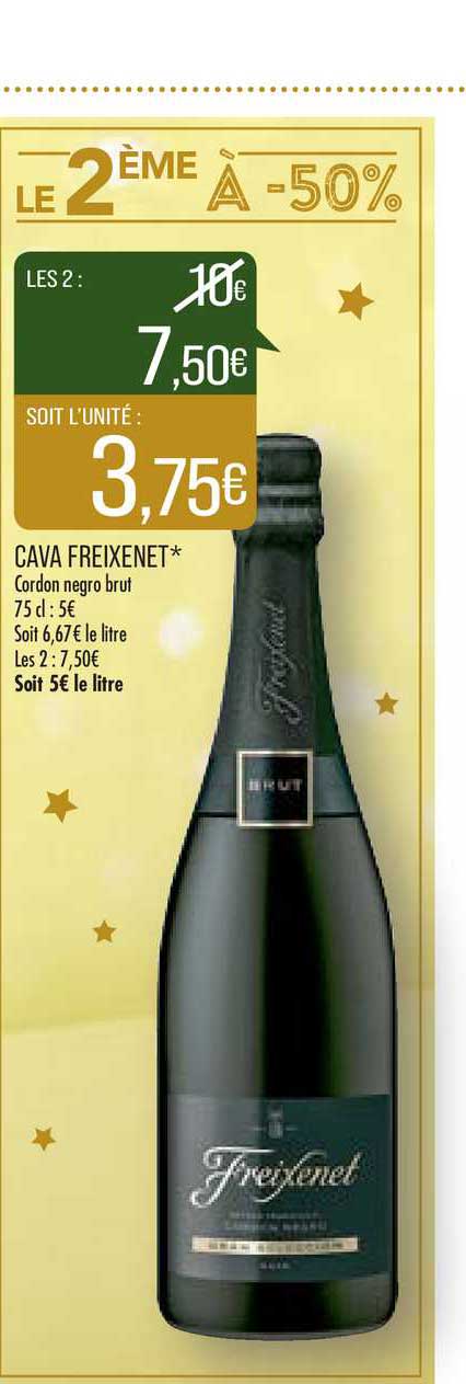 cava freixenet cordon negro brut le 2ème à -50%