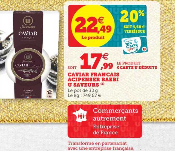 caviar français acipenser baeri u saveurs