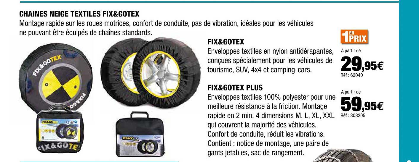 chaines neige textiles fix&gotex, fix&gotex plus
