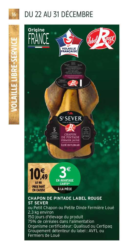 chapon de pintade label rouge st sever