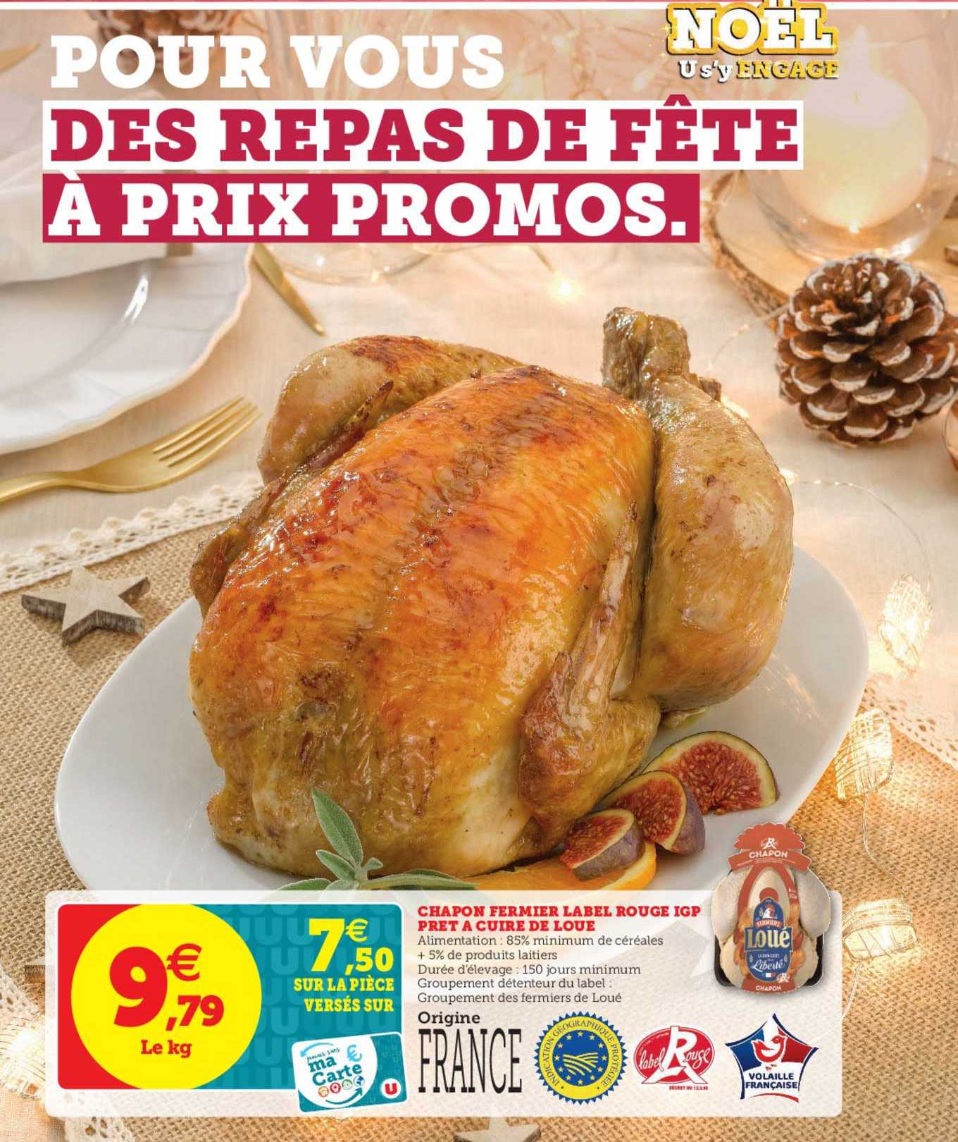 chapon fermier label rouge igp prêt à cuire de loué