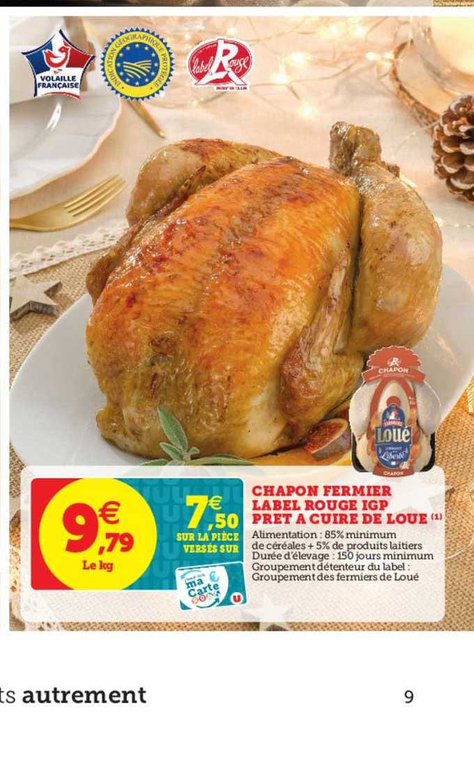 chapon fermier label rouge igp prêt à cuire de loue
