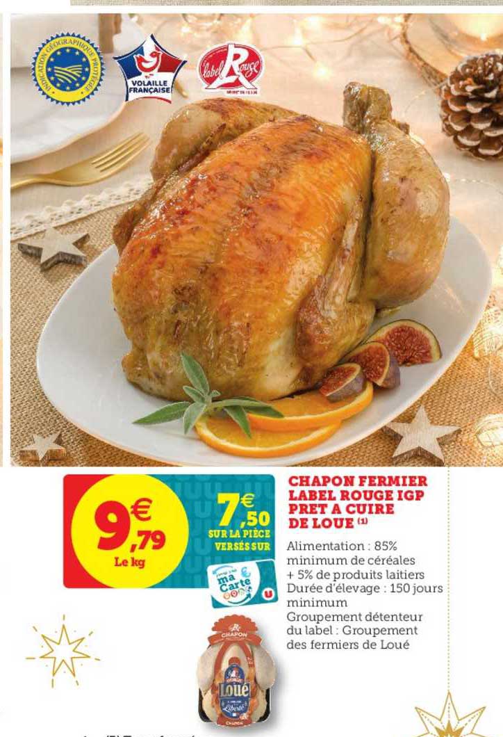 chapon fermier label rouge igp prêt à cuire de loue