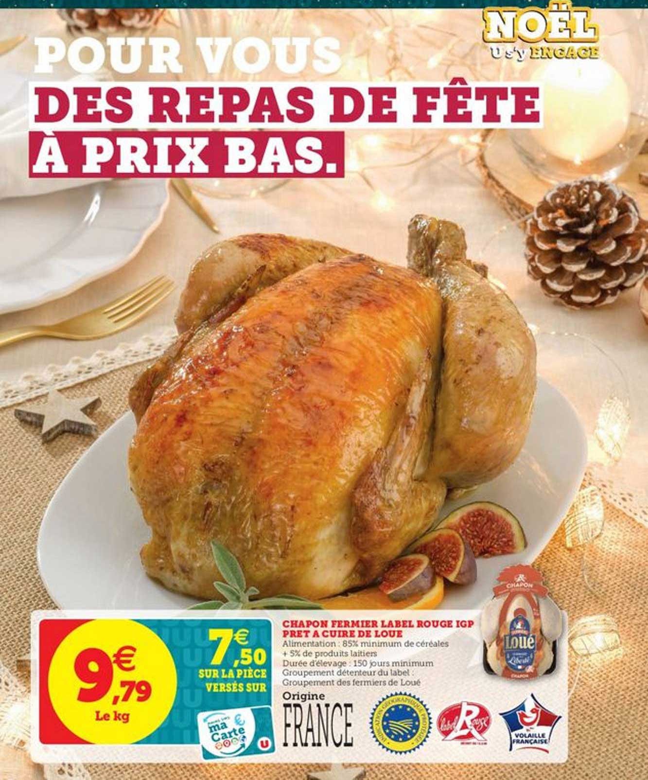chapon fermier label rouge igp prêt à cuire de loue