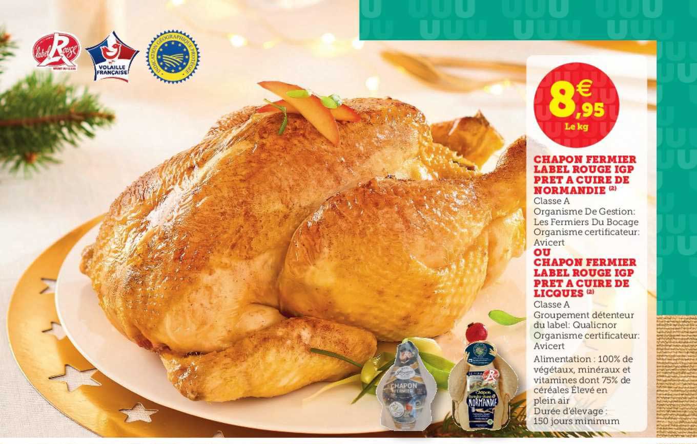chapon fermier label rouge igp prêt à cuire de normandie ou chapon fermier label rouge igp prêt à cuire de licques