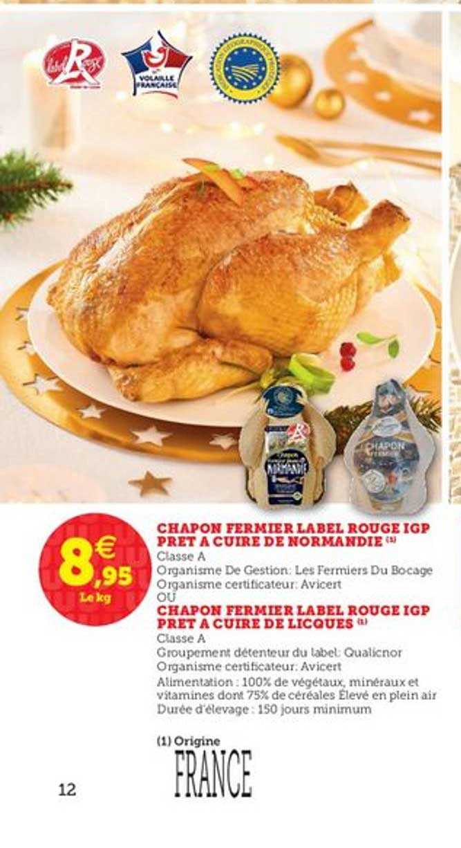 chapon fermier label rouge igp prêt à cuire de normandie