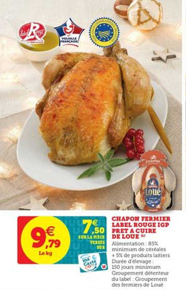 chapon fermier label rouge igp prêt cuire de loue