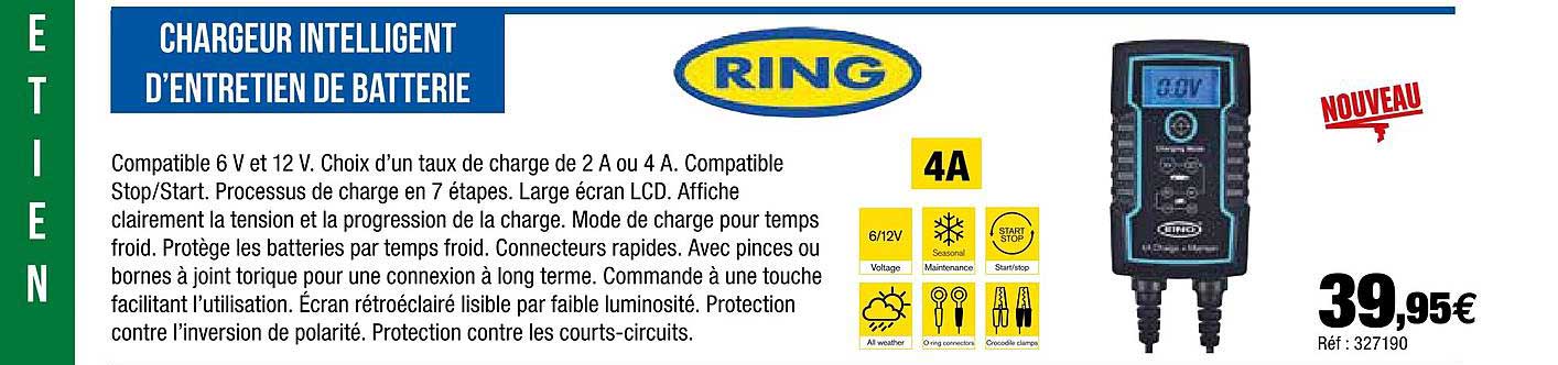Chargeur Intelligent D'entretien De  Batterie Ring