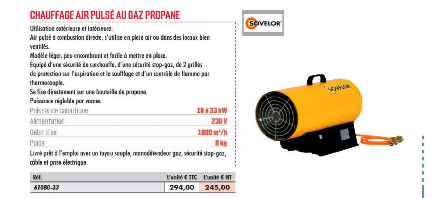 chauffage air pulsé au gaz propane