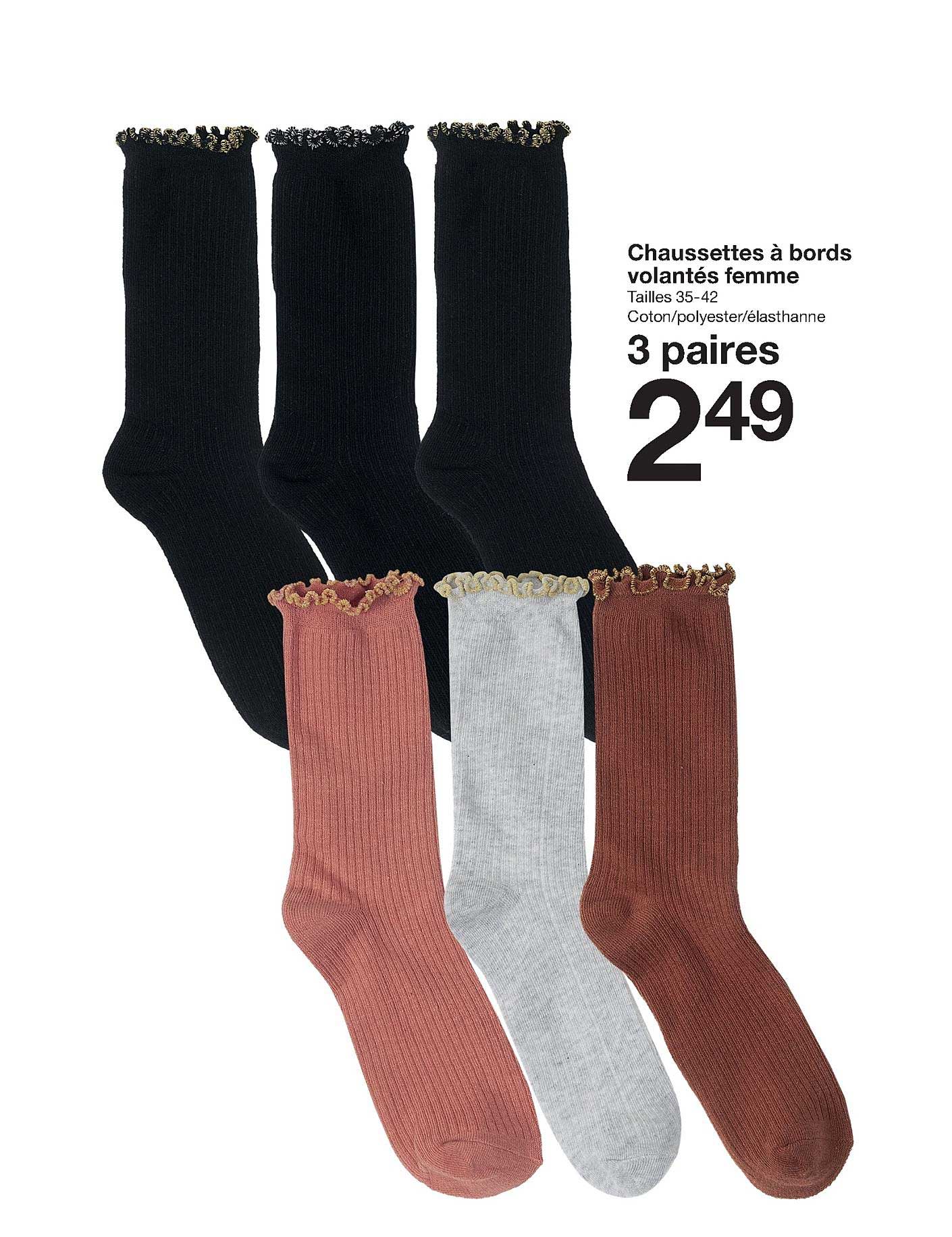 chaussettes à bords volantés femme