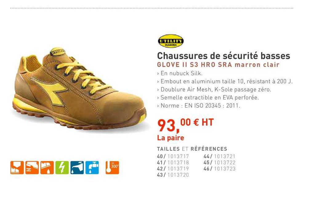 chaussures de sécurité basses glove ii s3 hro sra marron clair