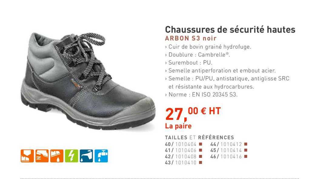 chaussures de sécurité hautes arbon s3 noir