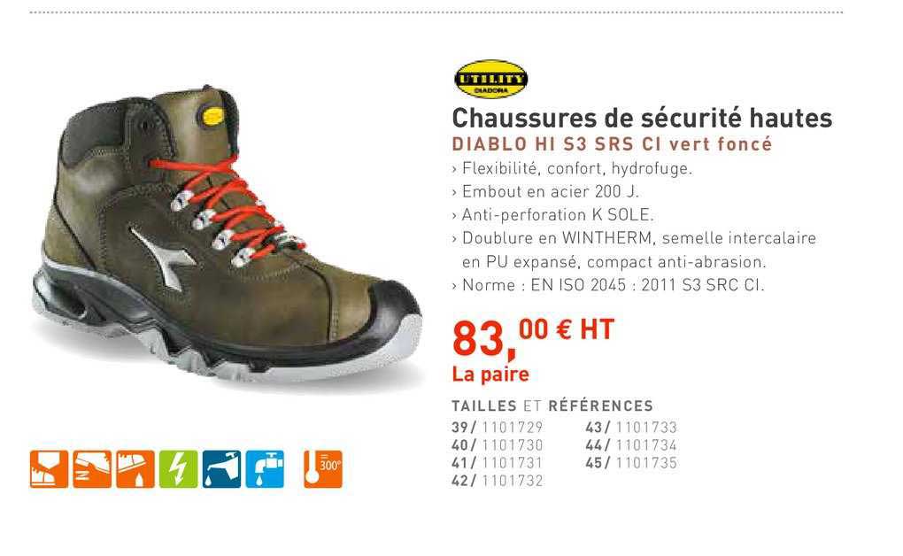 chaussures de sécurité hautes diablo hi s3 srs ci vert foncé