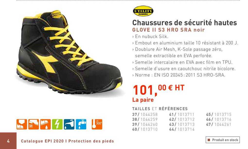 chaussures de sécurité hautes glove ii s3 hro sra noir
