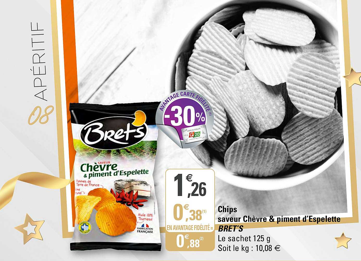 chips saveurs chèvre & piment d'espelette bret's