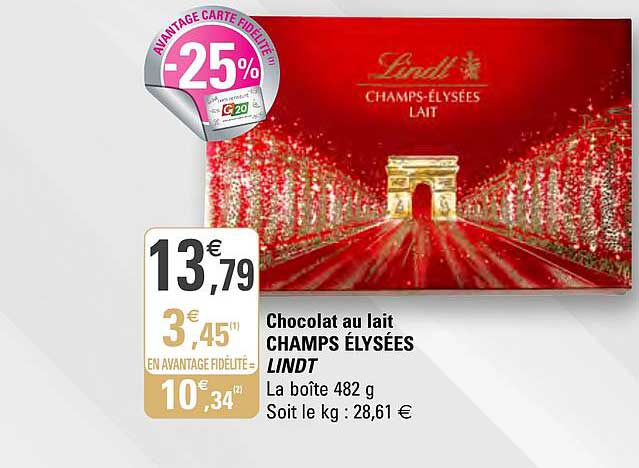 chocolat au lait champs élysées lindt