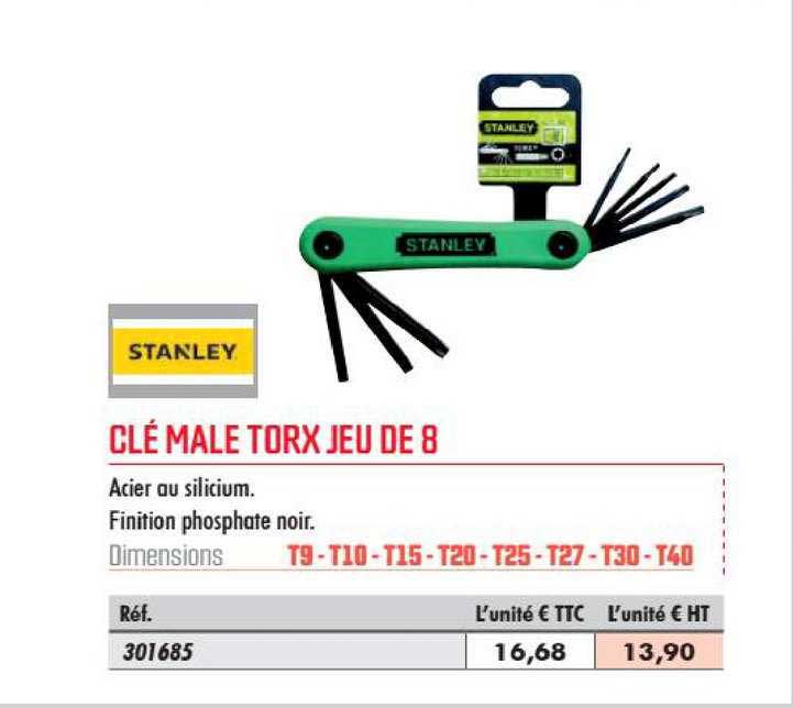Clé Male Torx Jeu De 8 Stanley