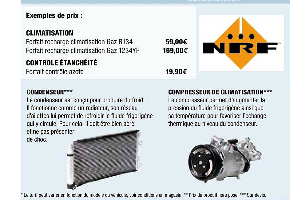 climatisation, contrôle étanchéité, condenseur, compresseur de climatisation nrf
