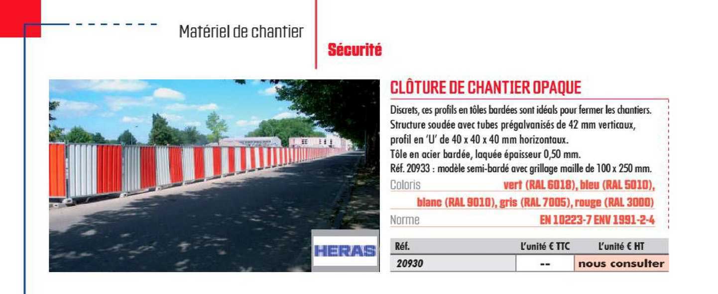 clôture de chantier opaque heras