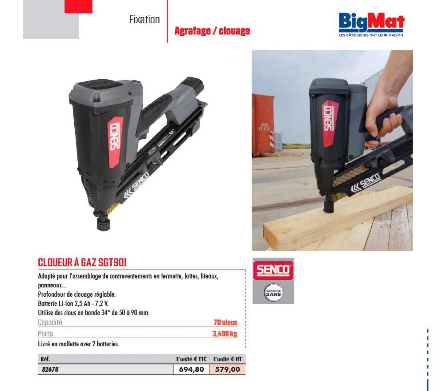 cloueur à gaz sgt901 senco