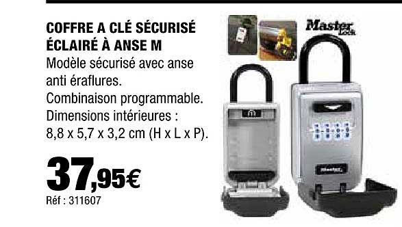 coffre à clé sécurisé éclairé à anse m master lock