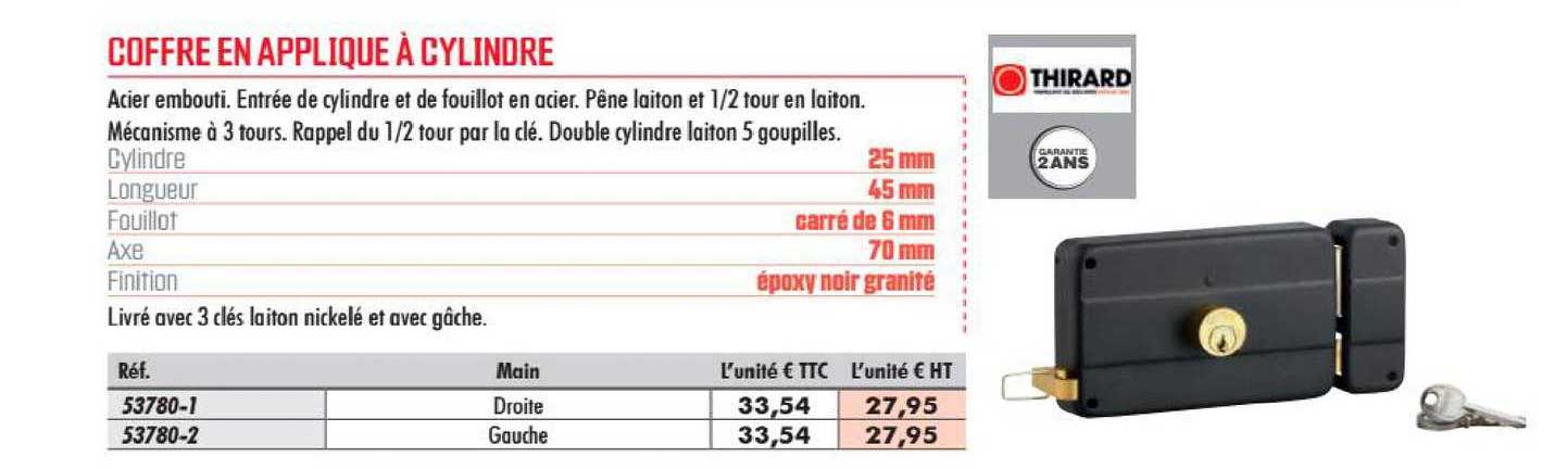 coffre en applique à cylindre thirard