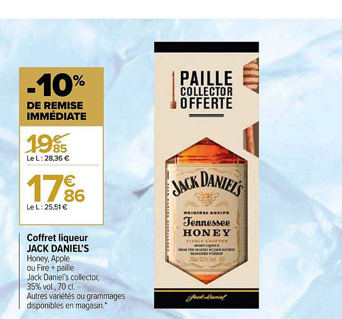 coffret liqueur jack daniel's 10% de remise immédiate
