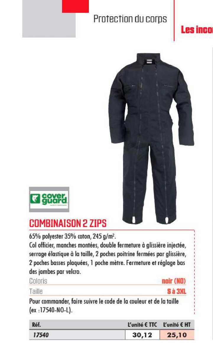 combinaison 2 zips cover guard