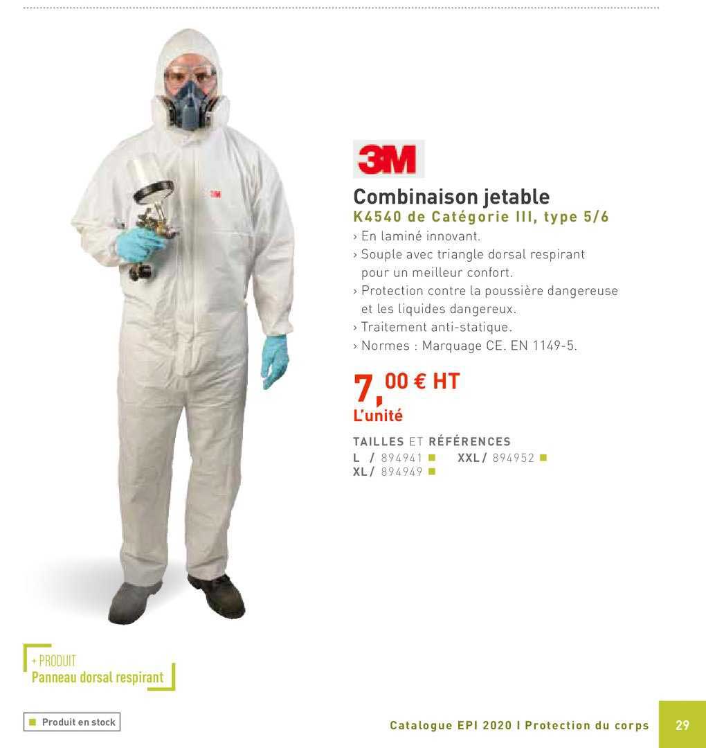 combinaison jetable k4540 de catégorie lll type 5 6 3m