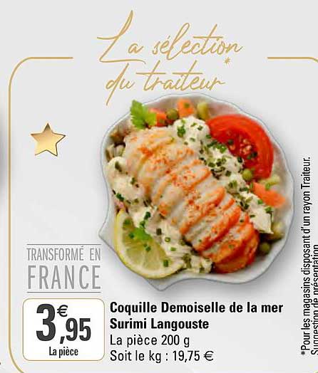 coquille demoiselle de la mer surimi langouste