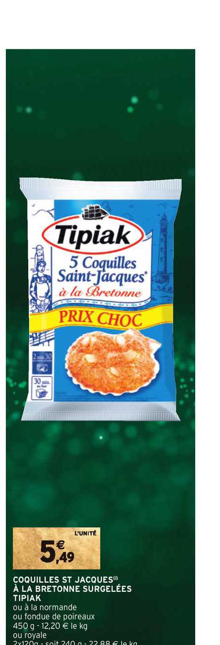 coquilles st jacques à la bretonne surgelées tipiak