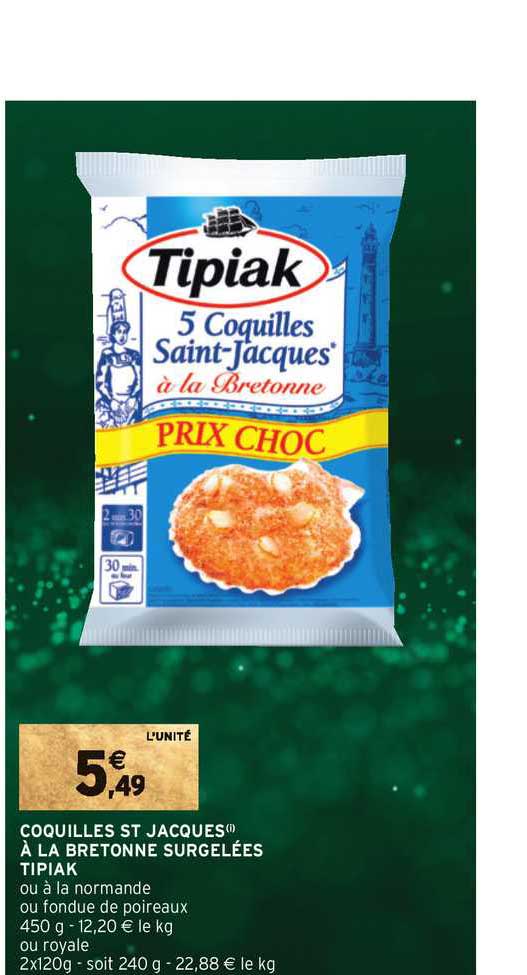 coquilles st jacques à la bretonne surgelées tipiak