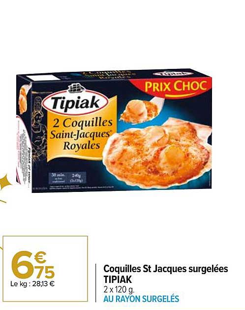 coquilles st jacques surgelées tipiak