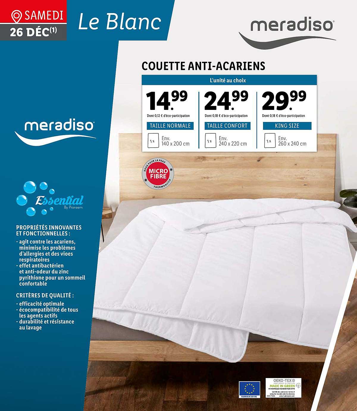 couette anti-acariens meradiso
