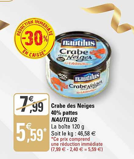 Crabe Des Neiges 40% Pattes Nautilus
