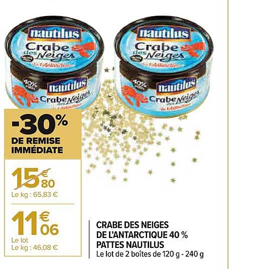 crabe des neiges de l'antarctique 40% pattes nautilus