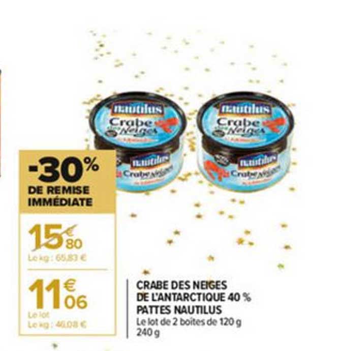 crabe des neiges de l'antarctique 40% pattes nautilus