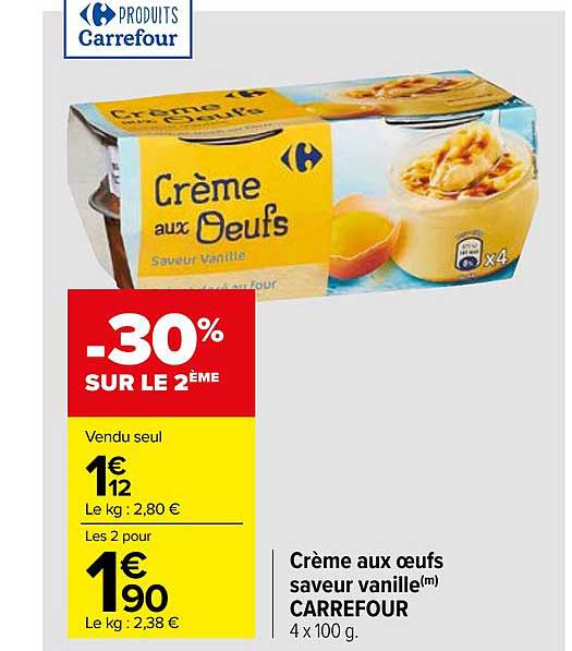 Crème Aux œufs Saveur Vanille Carrefour