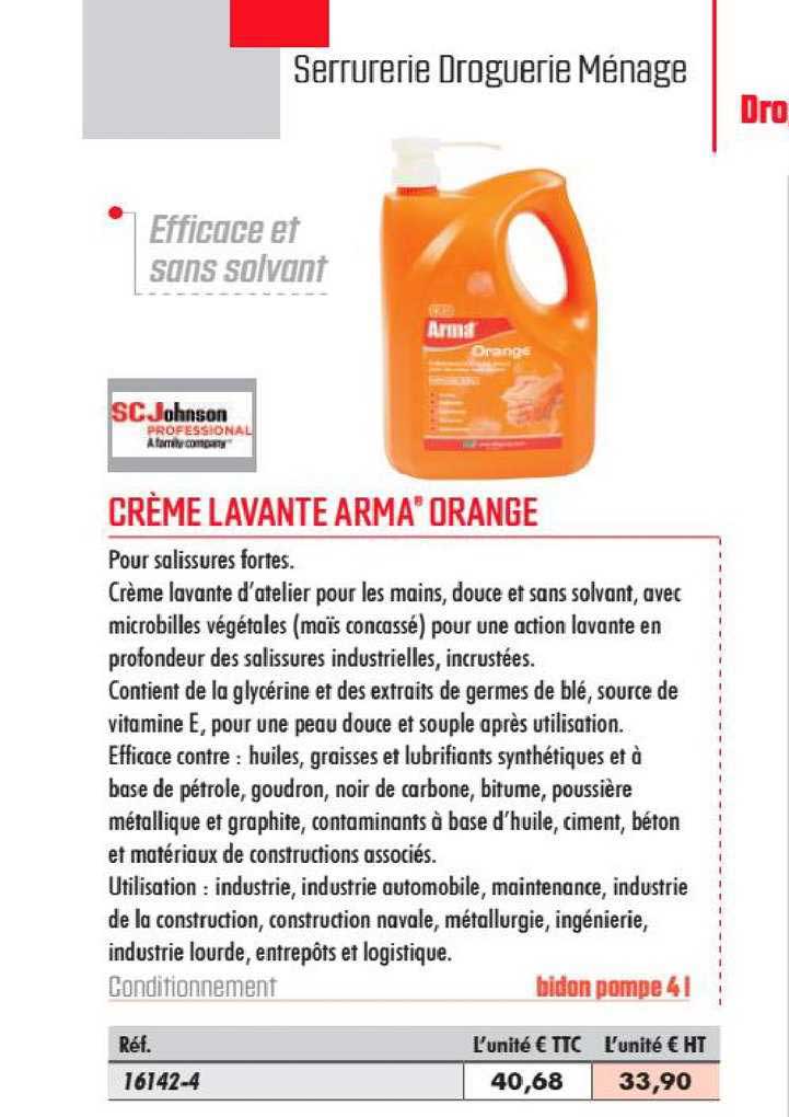 crème lavante arma orange sc johnson