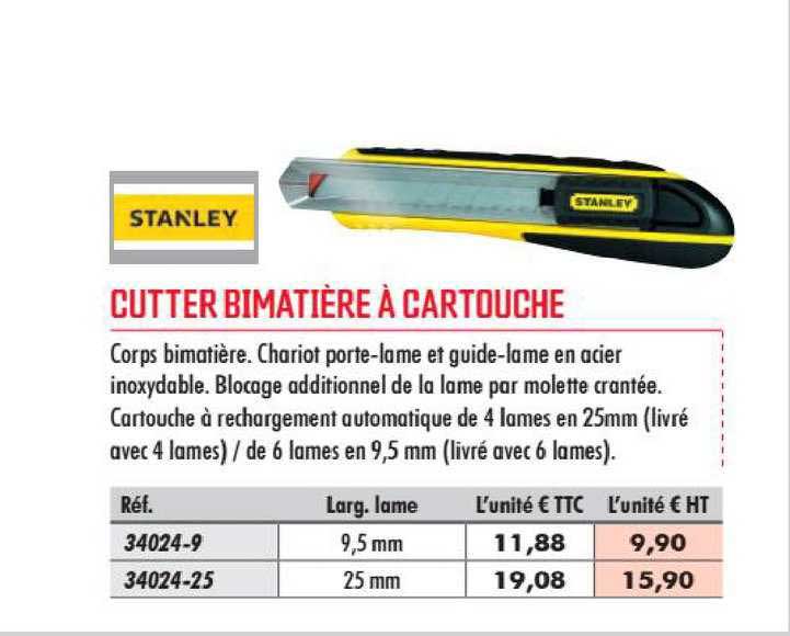Cutter Bimatière à Cartouche Stanley
