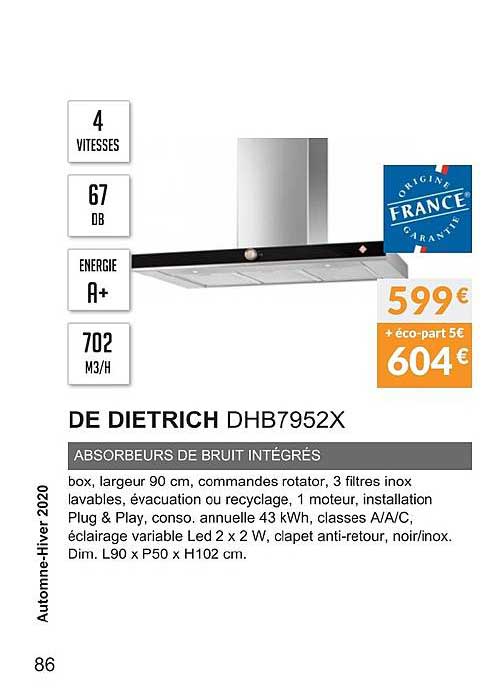 de dietrich dhb7952x absorbeurs de bruit intégrés
