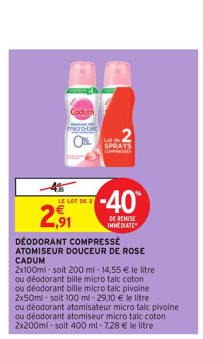 Déodorant Compressé Atomiseur Douceur De Rose Cadum