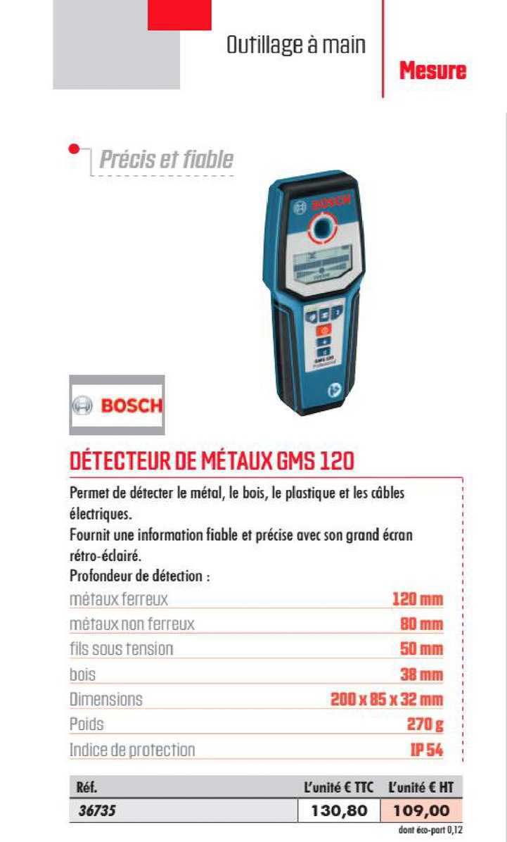 détecteur de métaux gms 120 bosch
