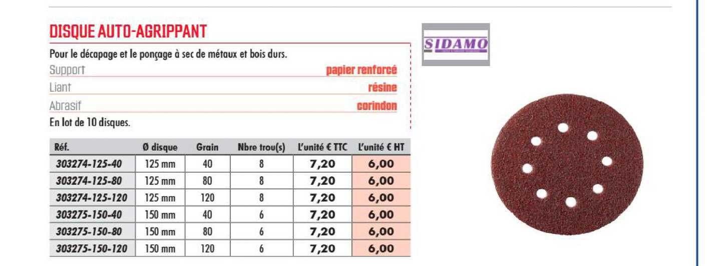 disque auto agrippant sidamo