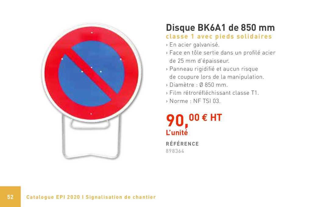 disque bk6a1 de 850 mm classe 1 avec pieds solidaires