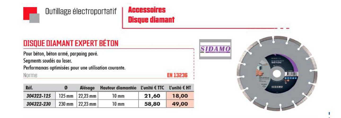 disque diamant expert béton sidamo