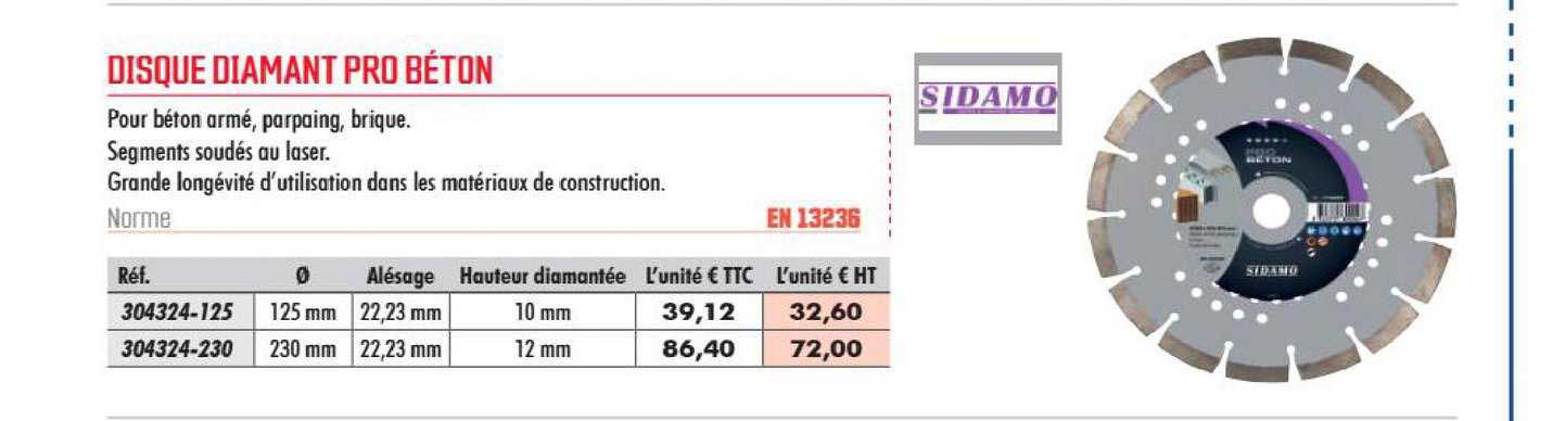 disque diamant pro béton sidamo